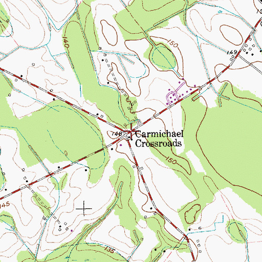 Topographic Map of Carmichael Crossroads, SC