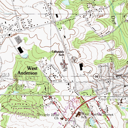 Topographic Map of Lakeside Middle School, SC