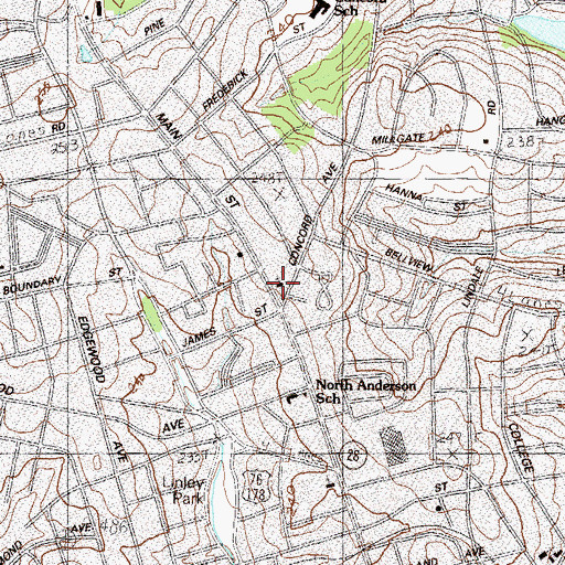 Topographic Map of North Anderson Baptist Church, SC