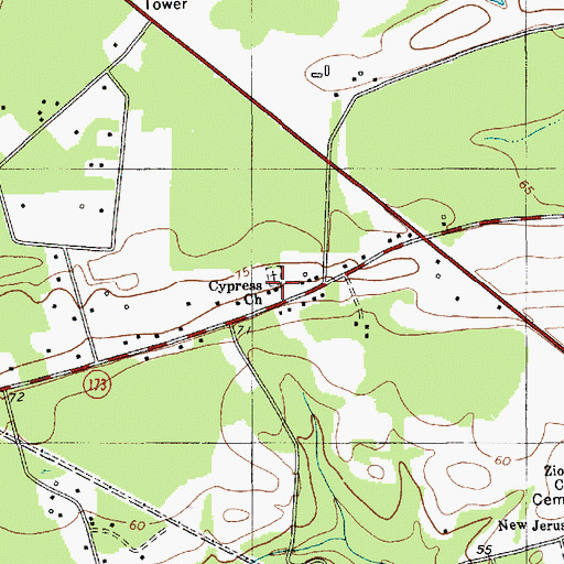 Topographic Map of Cypress Church, SC