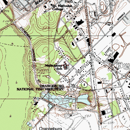 Topographic Map of Mellichamp Elementary School, SC