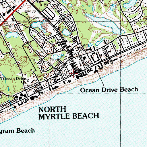 Topographic Map of Ocean Drive Beach, SC