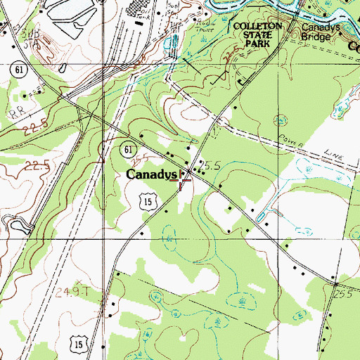 Topographic Map of Canadys, SC