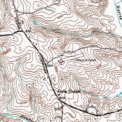 Topographic Map of Abbeville Airport, SC