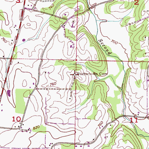 Topographic Map of Portertown Cemetery, AL