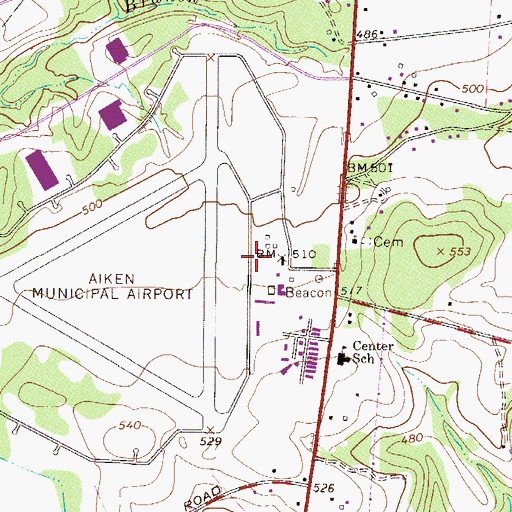 Topographic Map of Aiken Municipal Airport, SC
