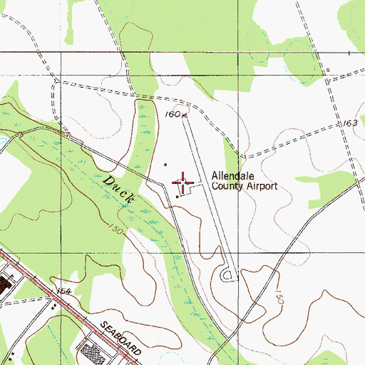 Topographic Map of Allendale County Airport, SC