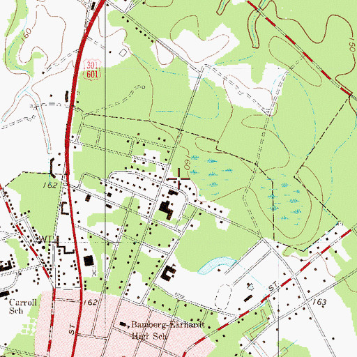 Topographic Map of Bamberg Hospital Heliport, SC