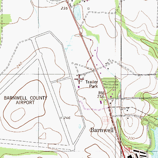 Topographic Map of Barnwell Regional Airport, SC