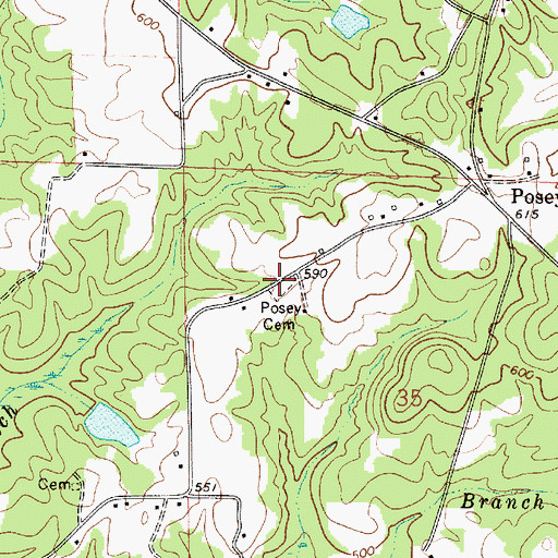 Topographic Map of Posey Cemetery, AL