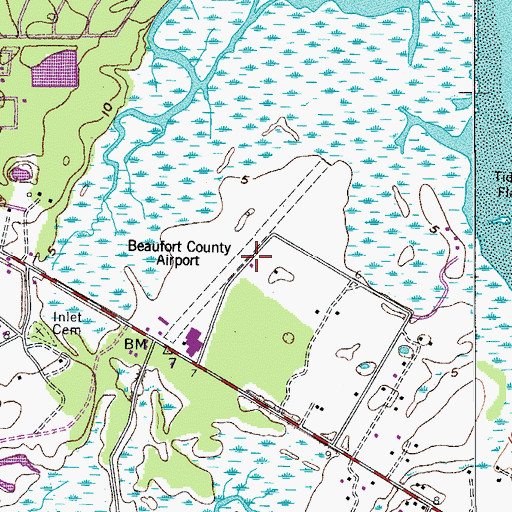 Topographic Map of Beaufort County Airport, SC