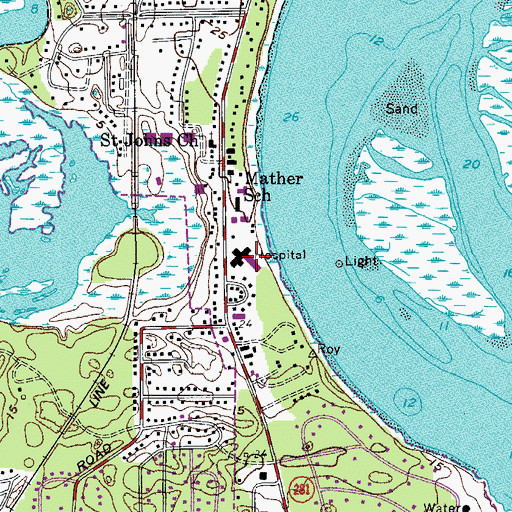 Topographic Map of Beaufort County Memorial Hospital Heliport, SC