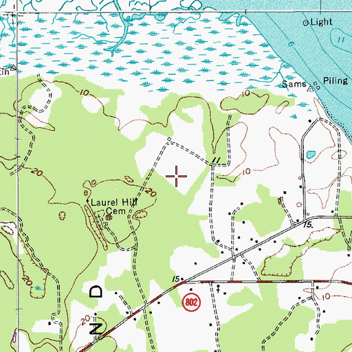 Topographic Map of Laurel Hill Plantation Airport (historical), SC