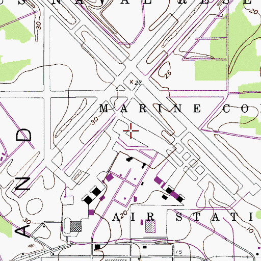 Topographic Map of Beaufort Marine Corps Air Station /Merritt Field, SC
