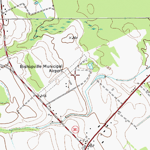 Topographic Map of Lee County Airport-Butters Field, SC