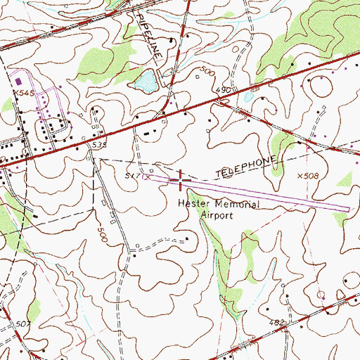 Topographic Map of Hester Memorial Airport, SC
