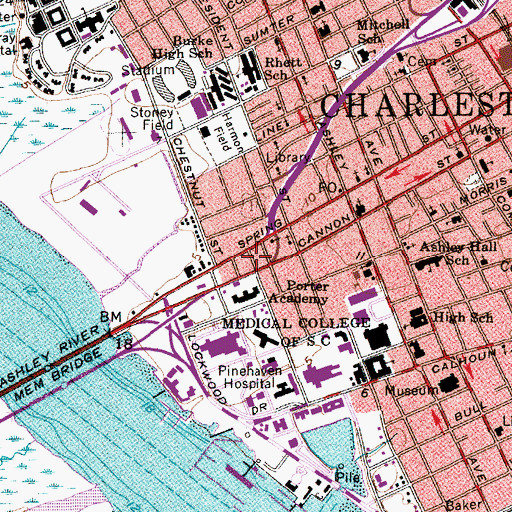 Topographic Map of Medical University of South Carolina Heliport, SC
