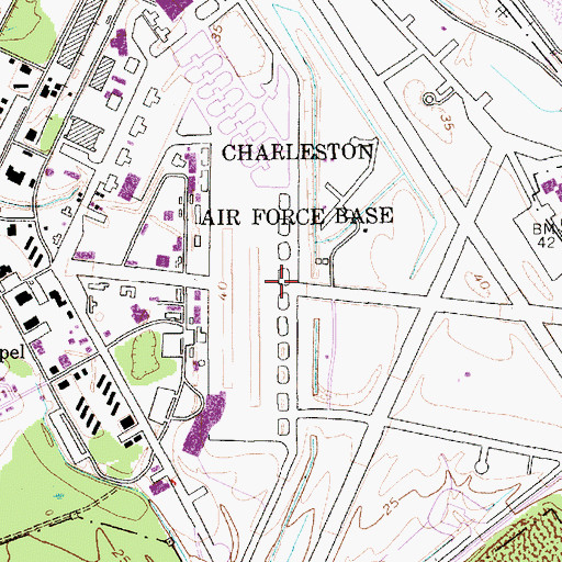 Topographic Map of Charleston Air Force Base/International Airport, SC