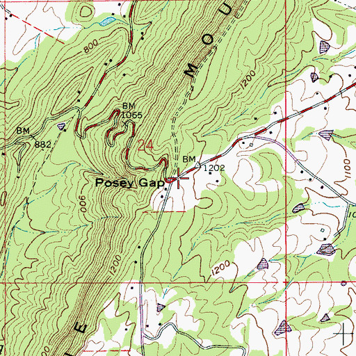 Topographic Map of Posey Gap, AL