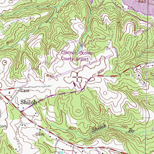 Topographic Map of Oconee County Regional Airport, SC