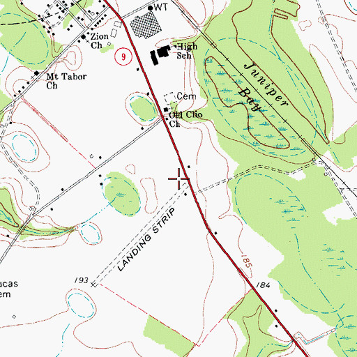Topographic Map of Clio Crop Care Airport, SC