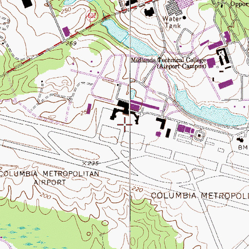 Topographic Map of Columbia Metropolitan Airport, SC
