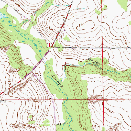 Topographic Map of Posey Hollow, AL
