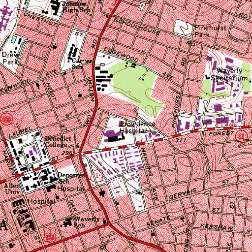 Topographic Map of Providence Hospital Heliport, SC