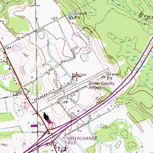 Topographic Map of Dillon County Airport, SC