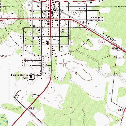 Topographic Map of Ehrhardt Airport, SC