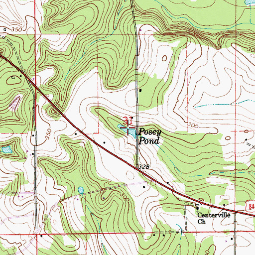 Topographic Map of Posey Pond, AL