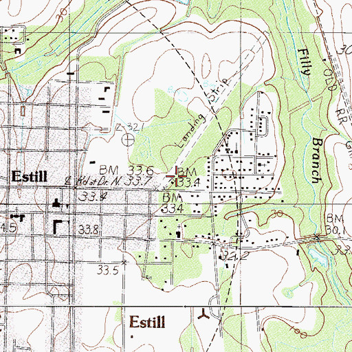 Topographic Map of Harpers Airport, SC