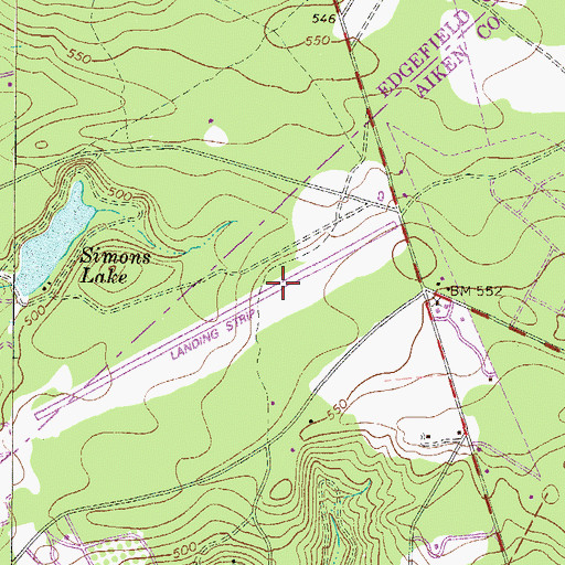 Topographic Map of Twin Lakes Airport, SC