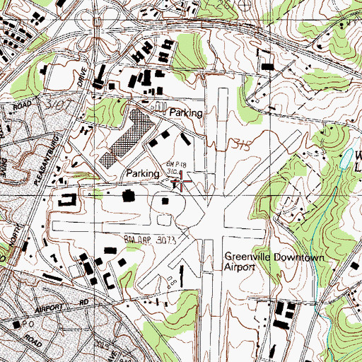 Topographic Map of Greenville Downtown Airport, SC