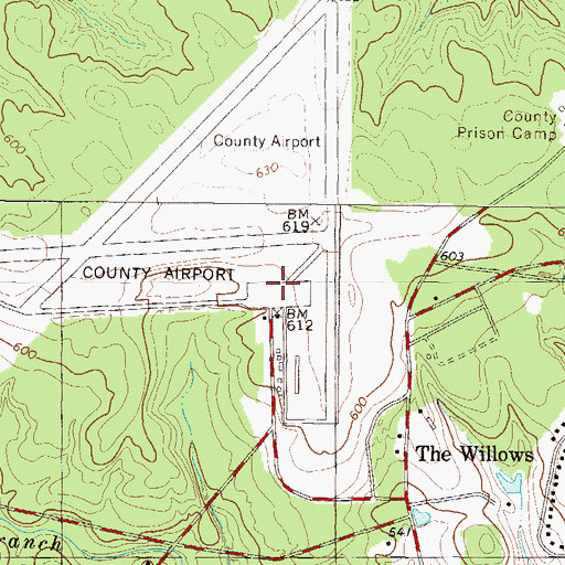 Topographic Map of Greenwood County Airport, SC