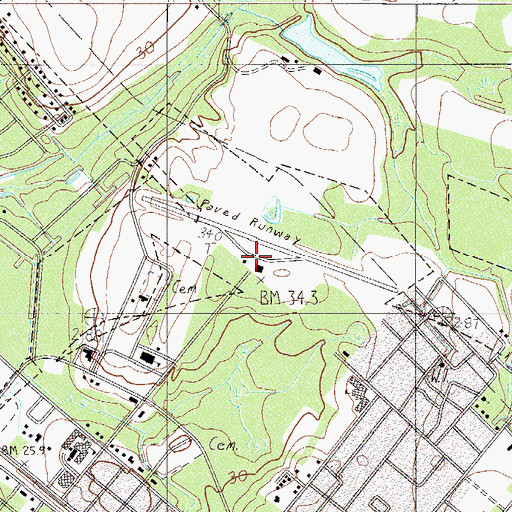 Topographic Map of Hampton-Varnville Airport, SC