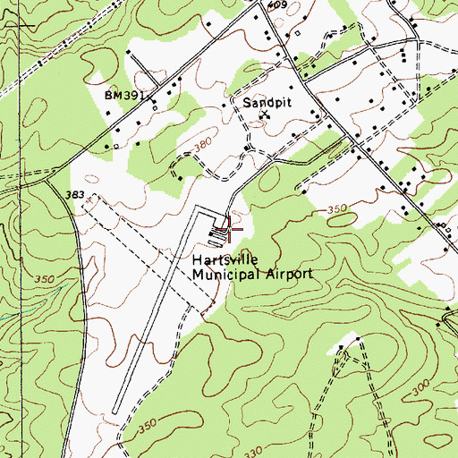 Topographic Map of Hartsville Regional Airport, SC