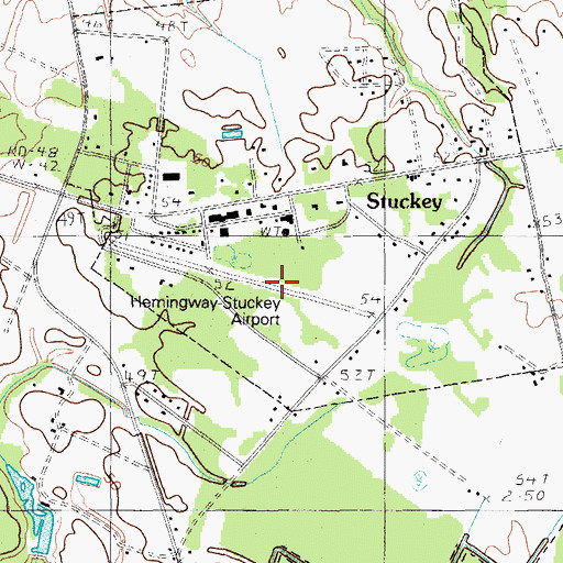 Topographic Map of Hemingway-Stuckey Airport, SC