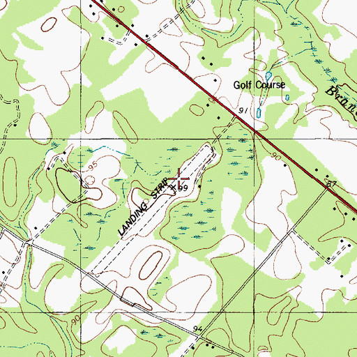 Topographic Map of Holly Hill Airport, SC