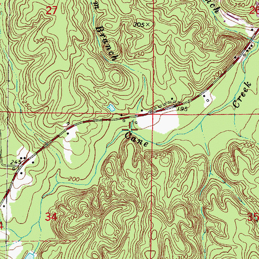 Topographic Map of Possum Branch, AL