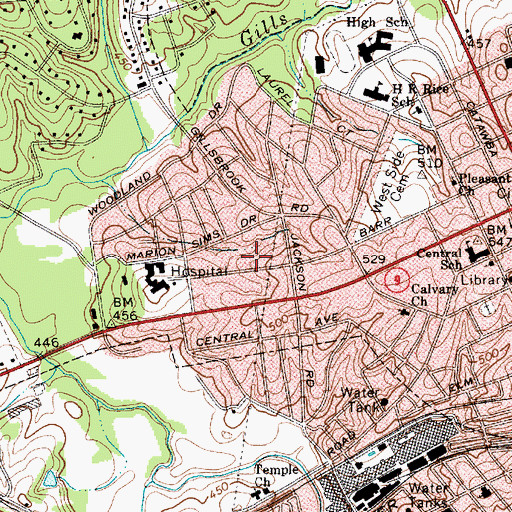 Topographic Map of Elliot White Springs Hospital Heliport, SC