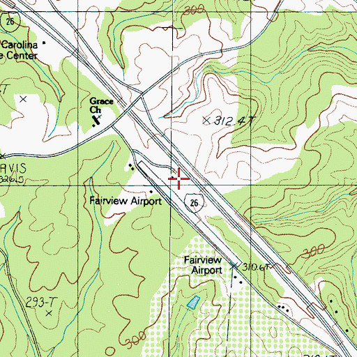 Topographic Map of Fairview Airport, SC