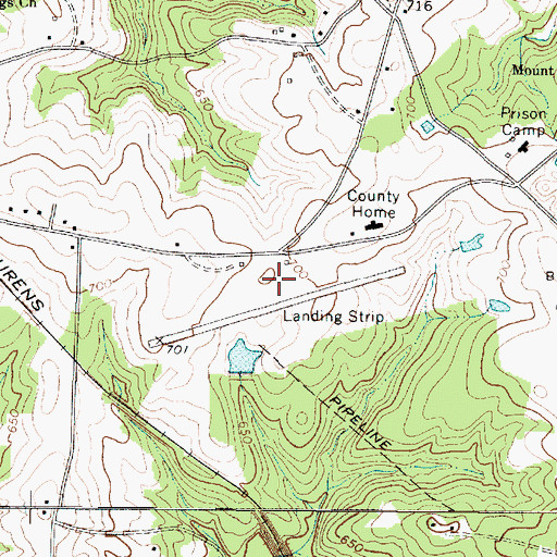 Topographic Map of Laurens County Airport, SC