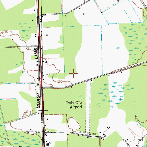 Topographic Map of Twin City Airport, SC