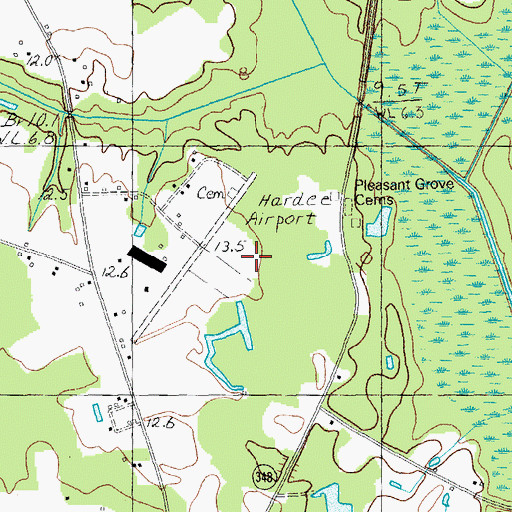 Topographic Map of Myrtle Beach Hardee Airpark, SC