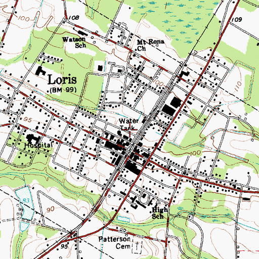 Topographic Map of Loris Community Hospital Heliport, SC