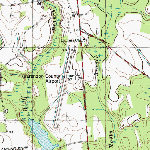 Topographic Map of Santee Cooper Regional Airport, SC