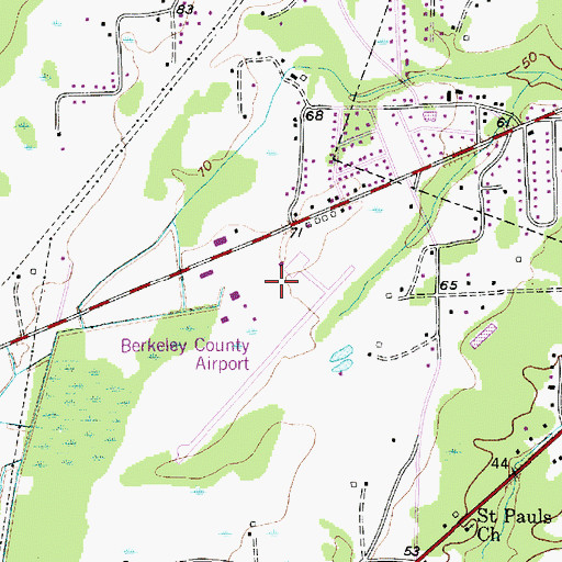 Topographic Map of Berkeley County Airport, SC