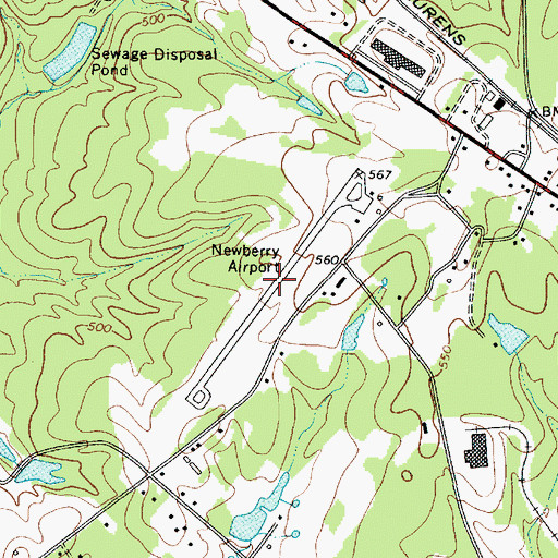 Topographic Map of Newberry County Airport, SC