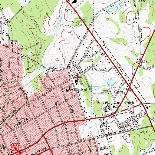 Topographic Map of Newberry County Memorial Hospital Heliport, SC